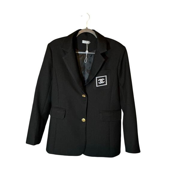 CHANEL Jackets & Blazers - Chanel Logo Patch Blazer CC Crest Buttons Runway Jacket